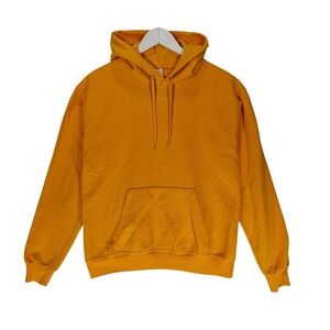Hanes EcoSmart Hoodie Mens Small Gold Yellow Pullover Sweatshirt Fleece Pockets